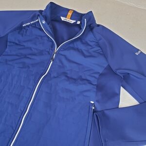 Peter Millar Men's Large Crown Hyperlight Merge Hybrid Golf Jacket Flaws Logo